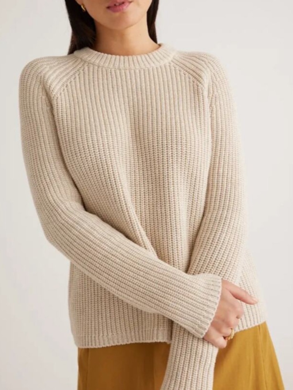 MAKE OFFER - QUINCE 100% Organic Cotton Fisherman Crew Sweater Alabaster Beige